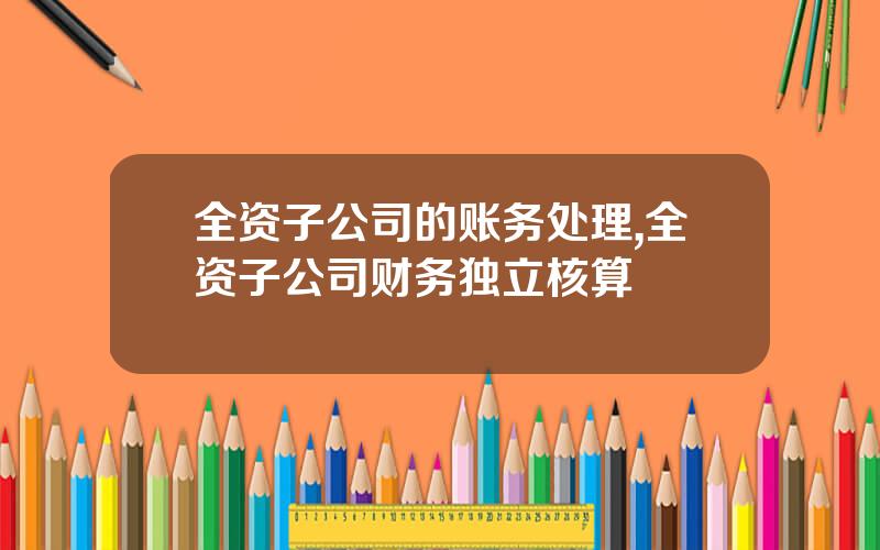 全资子公司的账务处理,全资子公司财务独立核算