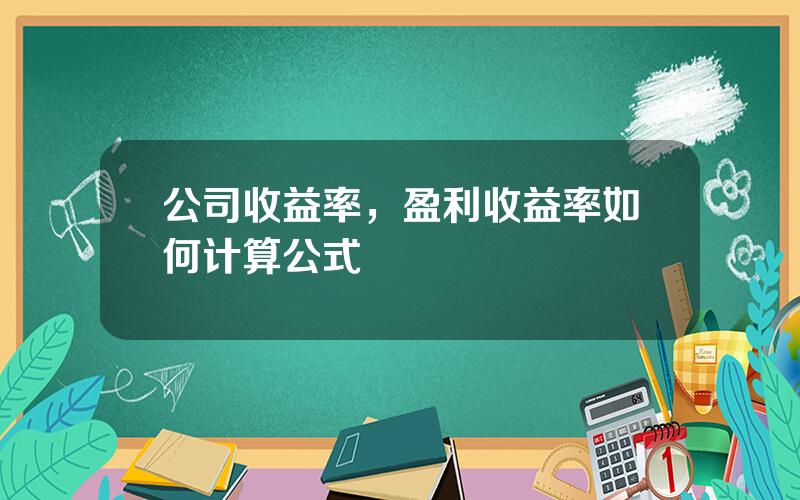 公司收益率，盈利收益率如何计算公式