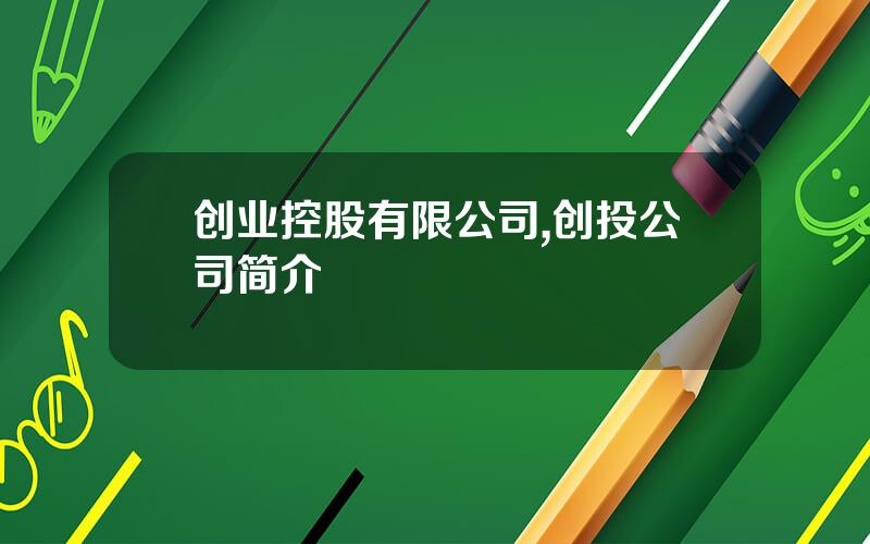创业控股有限公司,创投公司简介