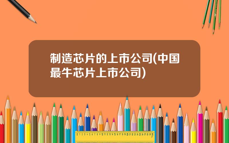 制造芯片的上市公司(中国最牛芯片上市公司)