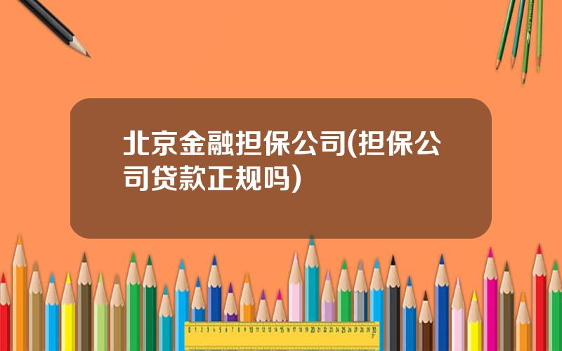 北京金融担保公司(担保公司贷款正规吗)