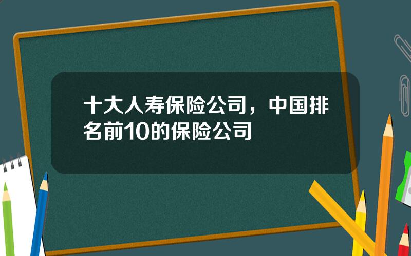 十大人寿保险公司，中国排名前10的保险公司