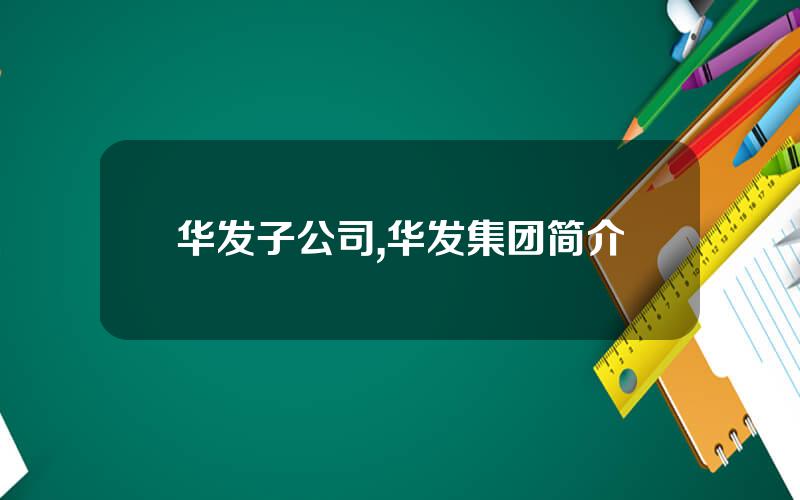 华发子公司,华发集团简介