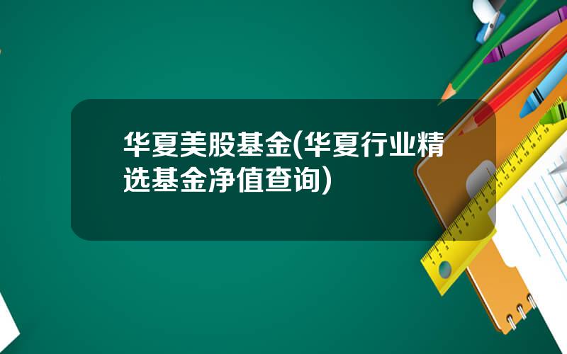 华夏美股基金(华夏行业精选基金净值查询)