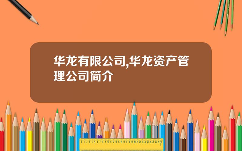 华龙有限公司,华龙资产管理公司简介