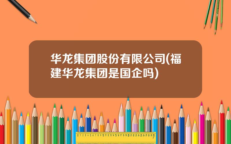 华龙集团股份有限公司(福建华龙集团是国企吗)