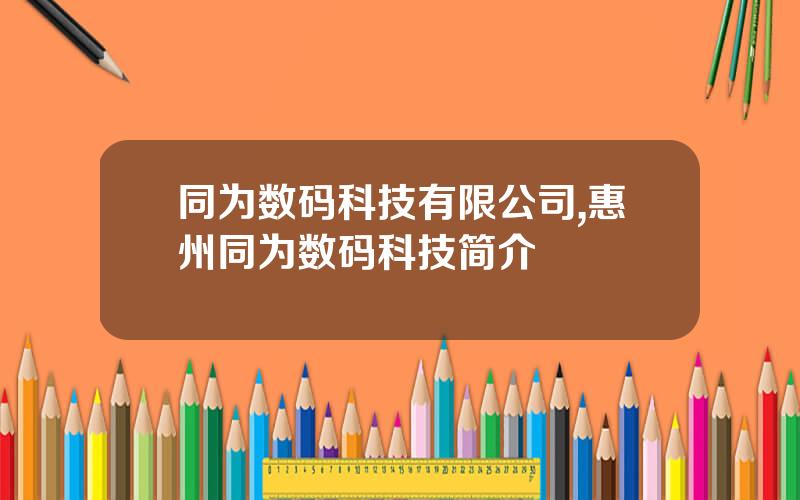 同为数码科技有限公司,惠州同为数码科技简介