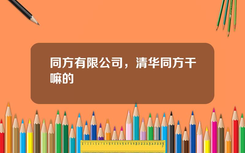 同方有限公司，清华同方干嘛的