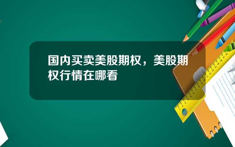 国内买卖美股期权，美股期权行情在哪看