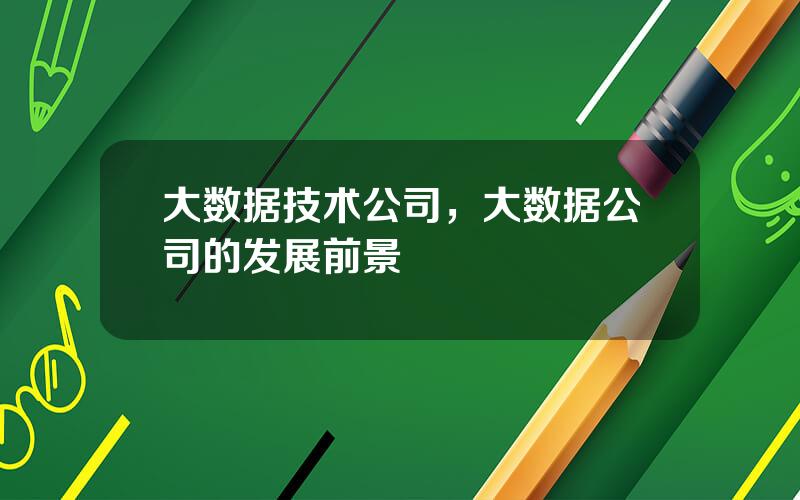 大数据技术公司，大数据公司的发展前景