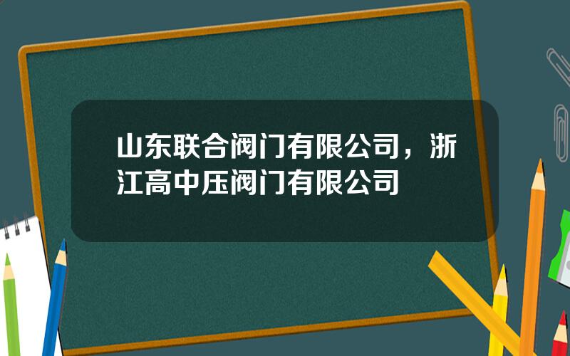 山东联合阀门有限公司，浙江高中压阀门有限公司