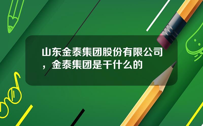 山东金泰集团股份有限公司，金泰集团是干什么的
