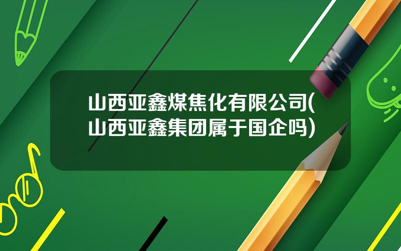 山西亚鑫煤焦化有限公司(山西亚鑫集团属于国企吗)