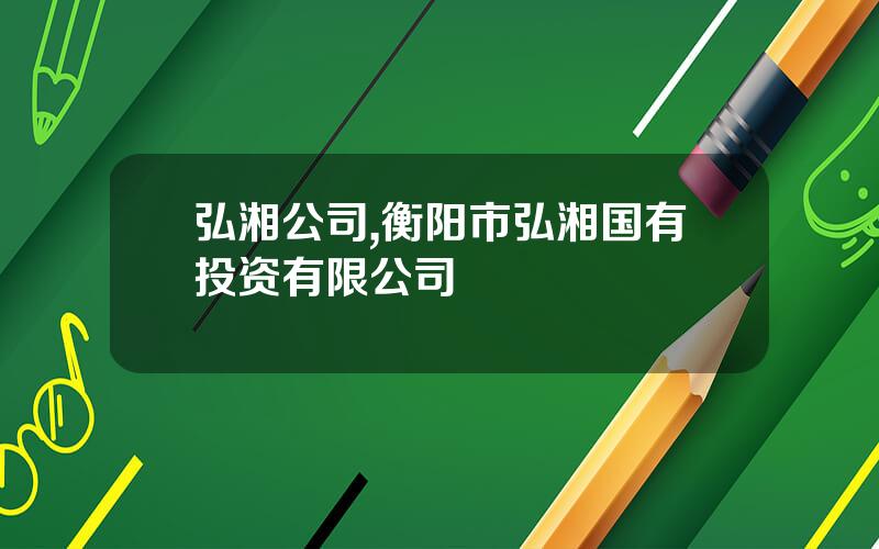 弘湘公司,衡阳市弘湘国有投资有限公司
