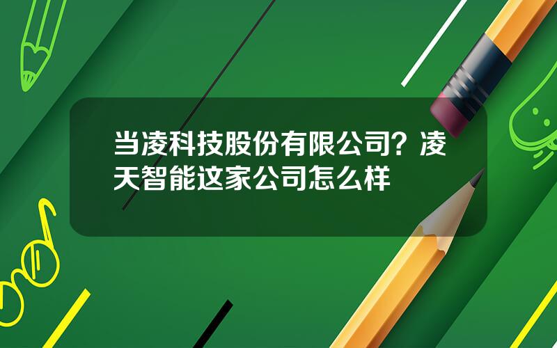 当凌科技股份有限公司？凌天智能这家公司怎么样
