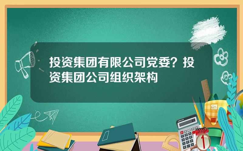 投资集团有限公司党委？投资集团公司组织架构