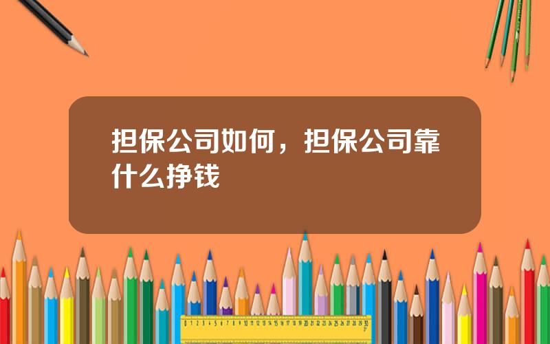 担保公司如何，担保公司靠什么挣钱