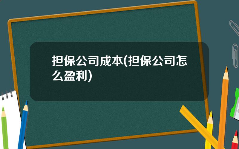 担保公司成本(担保公司怎么盈利)