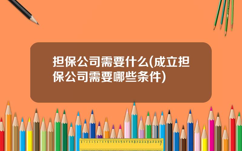 担保公司需要什么(成立担保公司需要哪些条件)