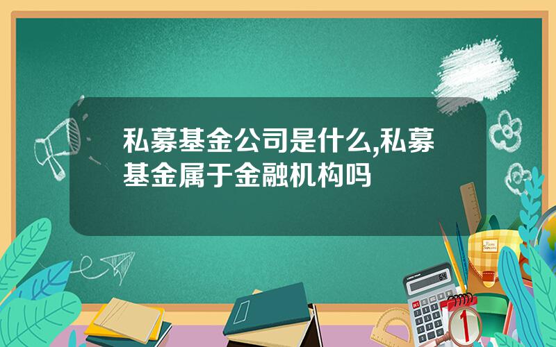 私募基金公司是什么,私募基金属于金融机构吗