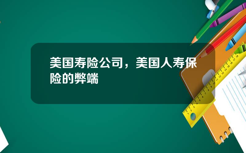 美国寿险公司，美国人寿保险的弊端